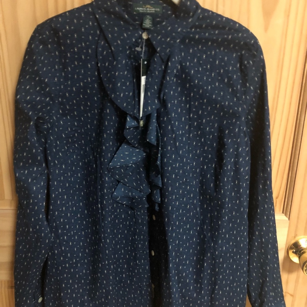 LRL Ralph Lauren Ruffle Front Blouse